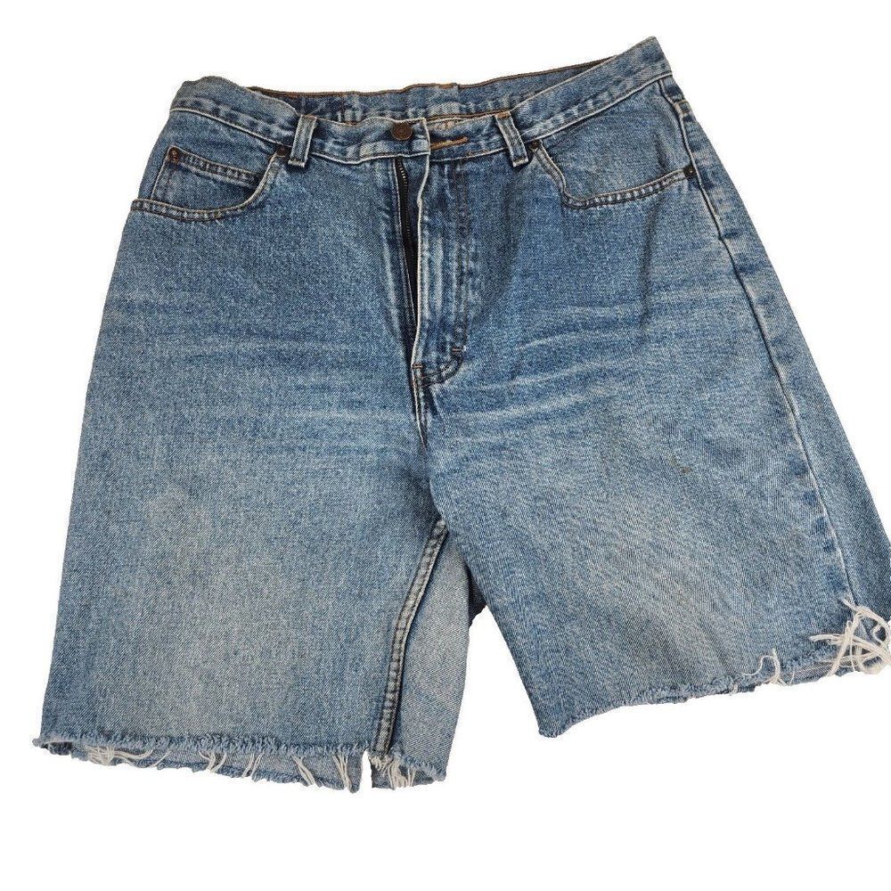 Vintage 90s Cut Off Jean Shorts Womens Size 32 Blue Denim Destroyed